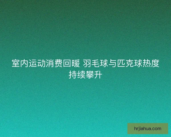 室内运动消费回暖 羽毛球与匹克球热度持续攀升