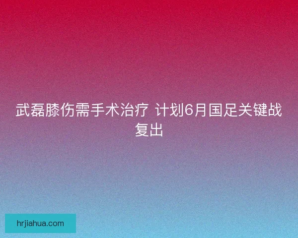 武磊膝伤需手术治疗 计划6月国足关键战复出